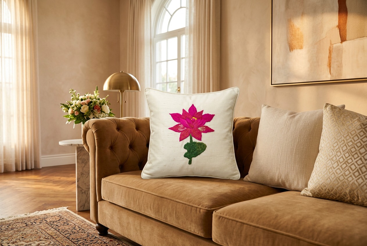 কাস্টম নাম-লেখা কুশন কাভার — personalized embroidered cushion